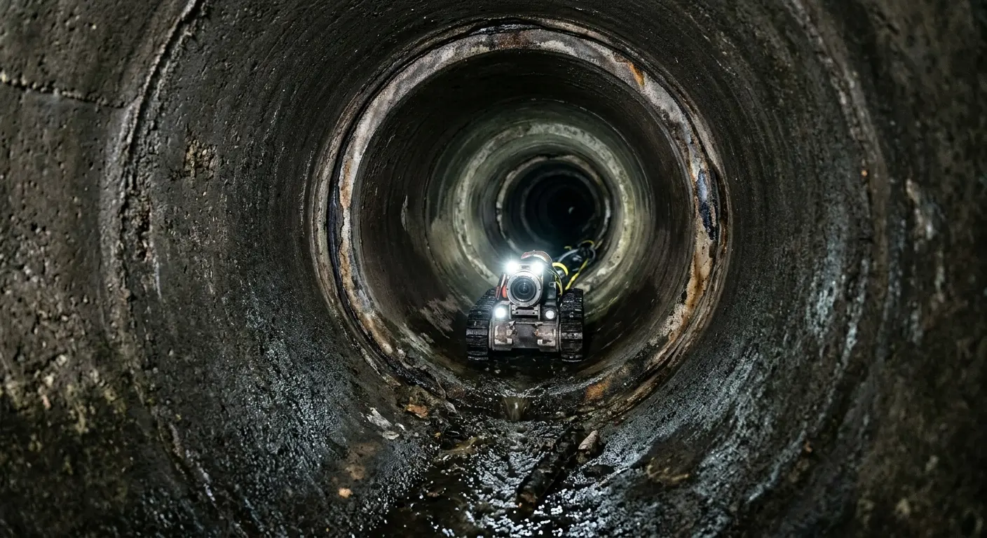 Robotic sewer camera inspecting pipe interior for Sewer Line Cleaning in Hazle